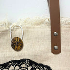 Flower of Life Natural Tote Bag Leather Handle