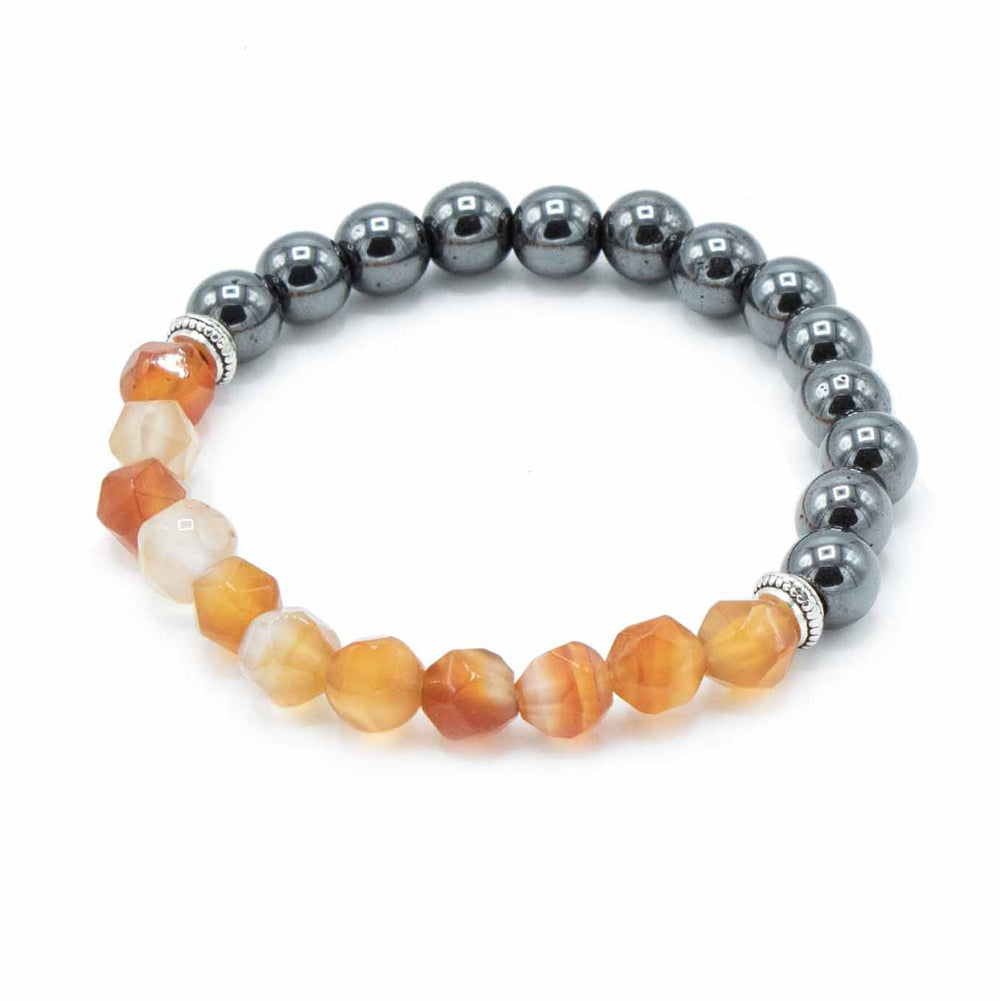Magnetic Carnelian Faceted Gemstone Bracelet