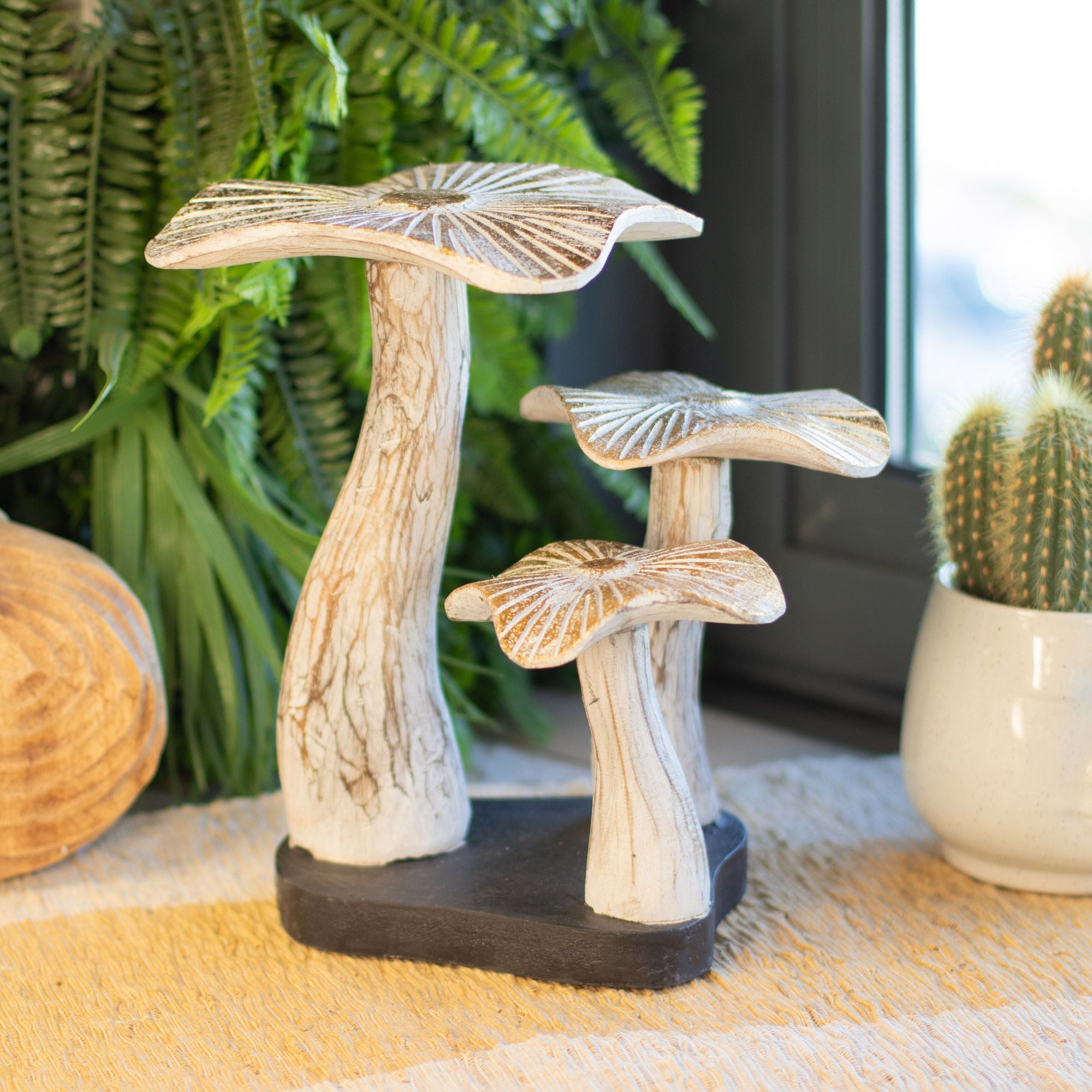 The Gilded Grove — Medium Whitewash Mushroom Sculpture