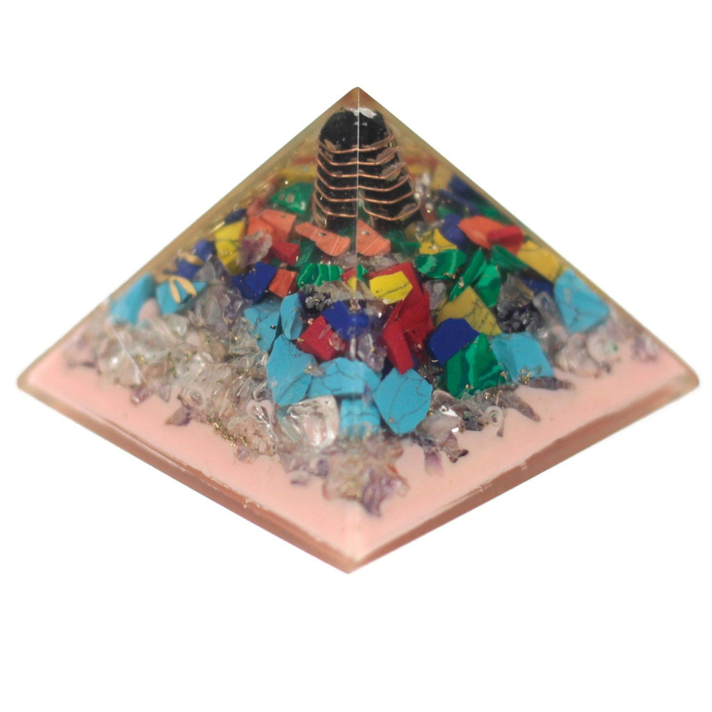 Large Tree Design Orgonite Pyramid - 70 mm Earth Base