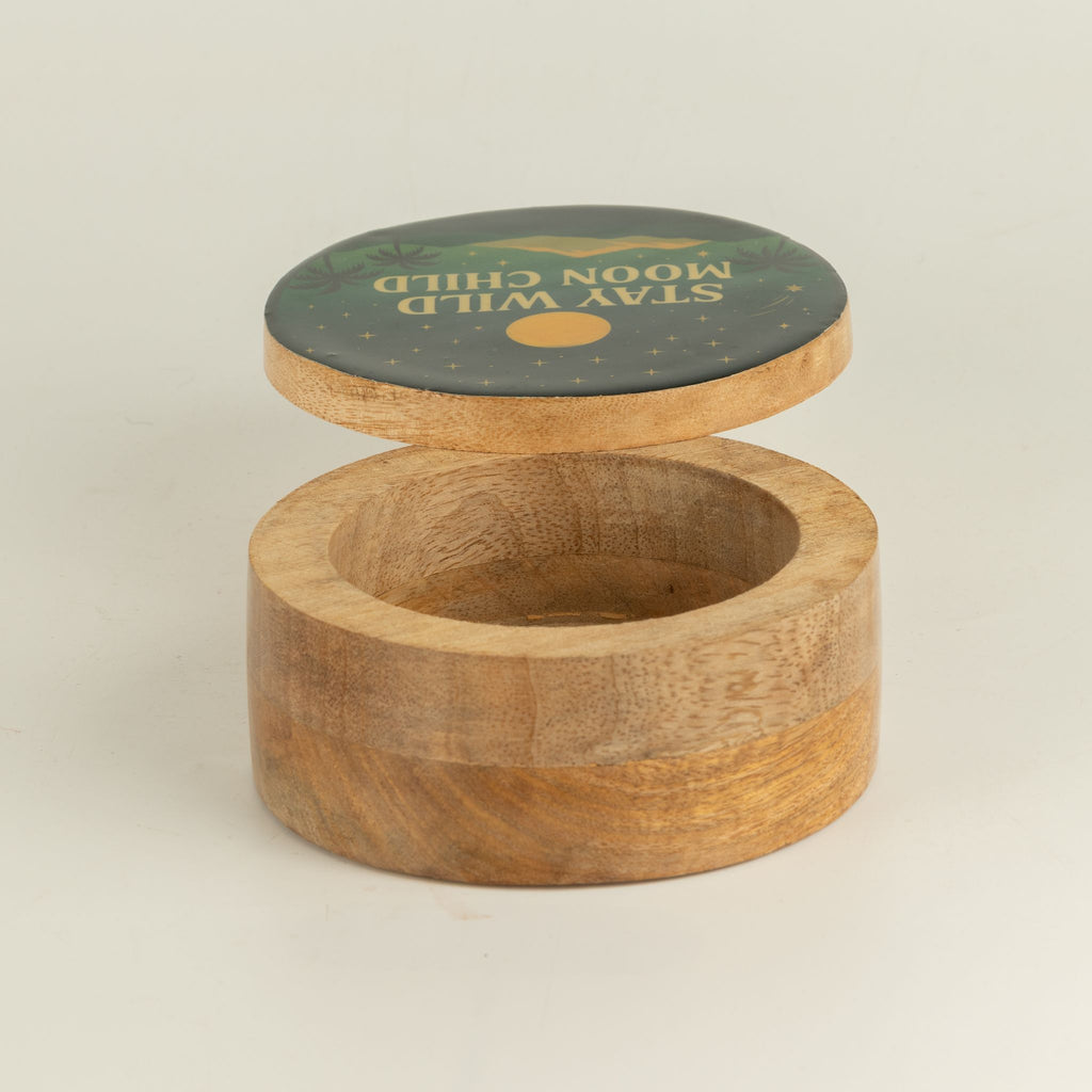 Stay Wild Moon Child Round Enamelled Keepsake Box