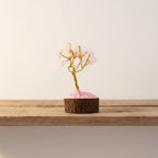 Mini Gemstone Tree On Wood Base - Rose Quartz (15 stones)