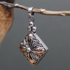 Square Drop Silver & Gold Pendant