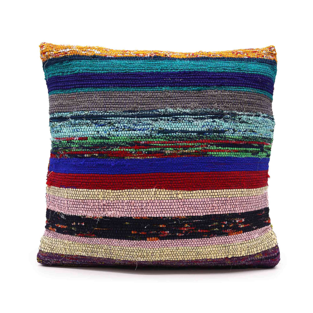 Charcoal Greys Rag Rug Cushion Cover | Recycled Cotton | Handmade in India