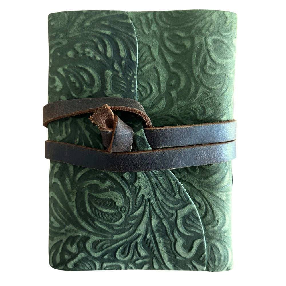Green Maze Deckle-Edge Leather Notebook