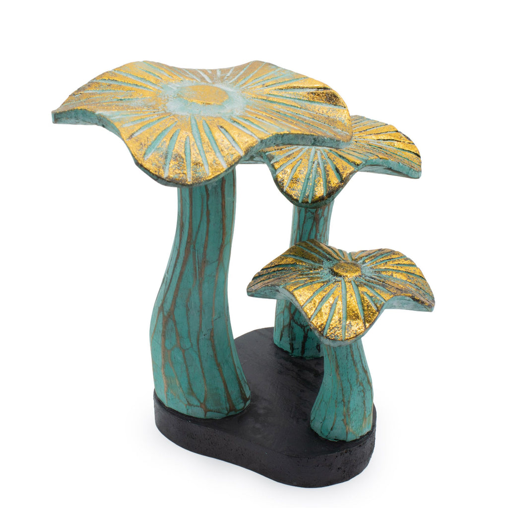 The Gilded Grove — Small Greenwash Mushroom Sculpture