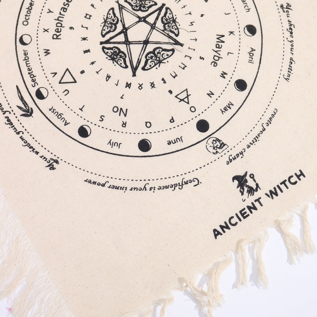 Mystic Moth Pendulum Divination Cloth | Natural & Black | Ancient Witch