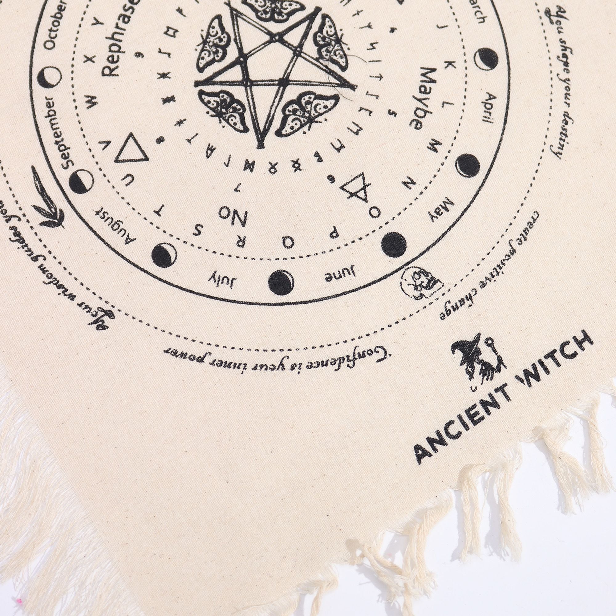 Mystic Moth Pendulum Divination Cloth | Natural & Black | Ancient Witch