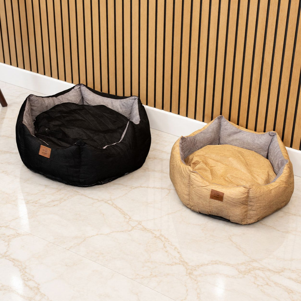 Royal Crown Pet Bed for Cats & Small Dogs - Sand & Grey - Medium (50 × 50 × 26cm)