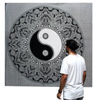 Ying Yang Black & White Double Cotton Bedspread Wall Hanging