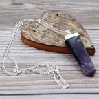 Amethyst Gemstone Flat Pencil Pendant