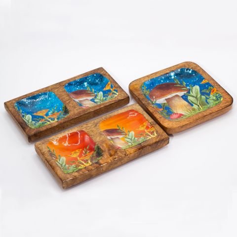 Teal Mushroom Double Trinket Tray