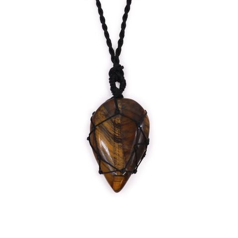 Tigereye Laced Gemstone Teardrop Pendant