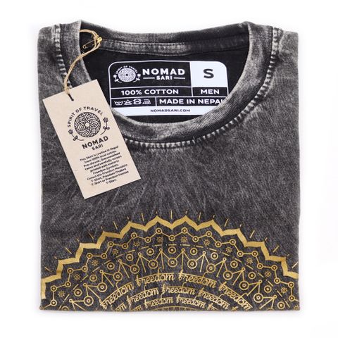 Mandala Stone Washed T-Shirt - Dark Grey - Small