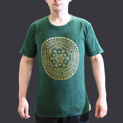 Chakra Green Stone Washed T-Shirt Small