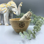 Pentagram Wooden Ritual Bowl — 11×7cm
