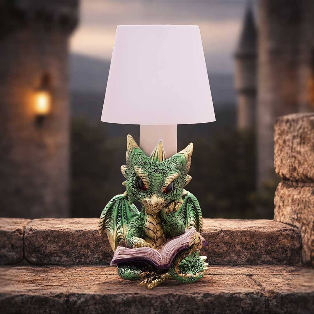 Bookwyrm Green Reading Dragon Lamp | 24.4cm