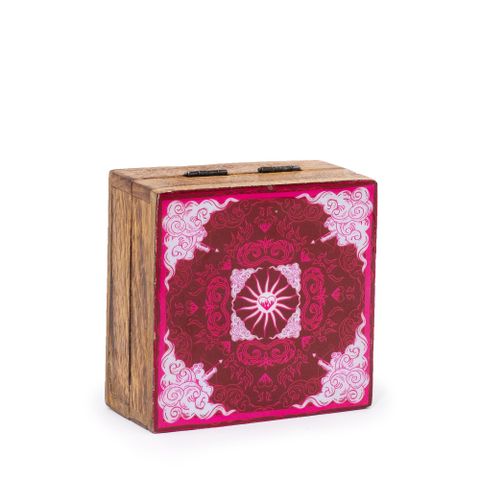 Heart & Cupid Enamelled Square Box  Small
