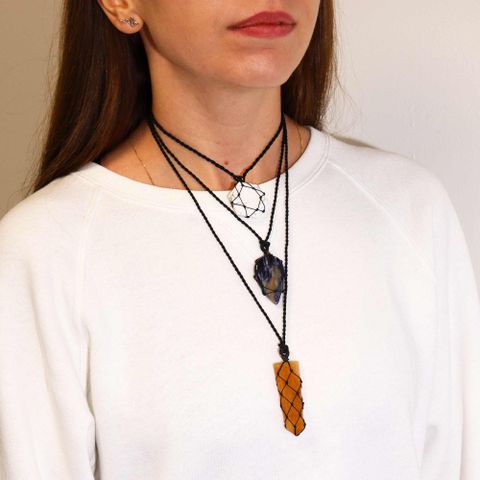 White Howlite Laced Gemstone Hexagon Pendant