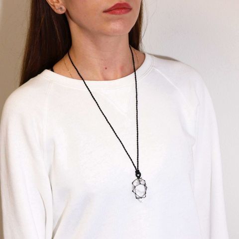 Rock Quartz Laced Gemstone Teardrop Pendant