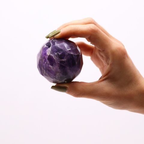 Amethyst Gemstone Faceted Healing Ball & Stand