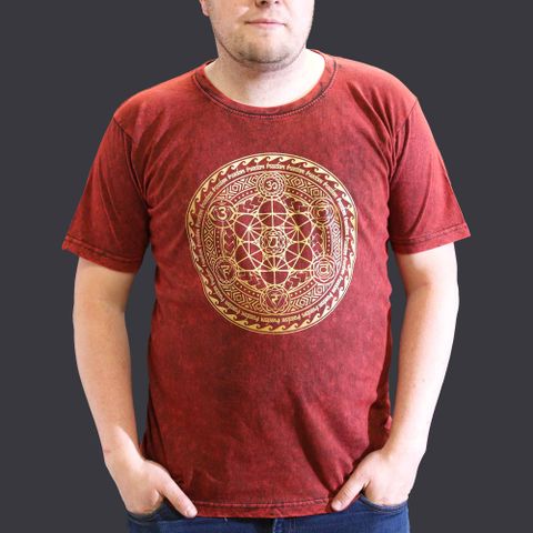 Chakra Maroon  Stone Washed T-Shirt X Large