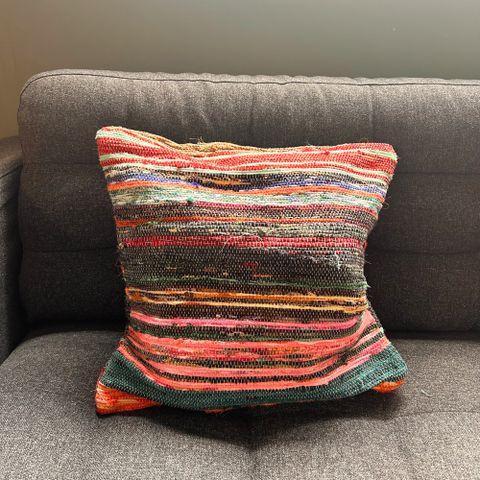Multicoloured Rag Rug Cushion Cover | Recycled Cotton | Handmade in India