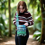 Teal Sling Jacquard Bag