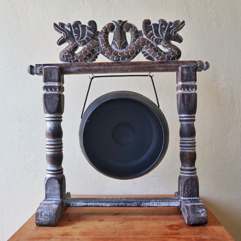 Balinese Gong with Dragon Stand - 25cm - Black