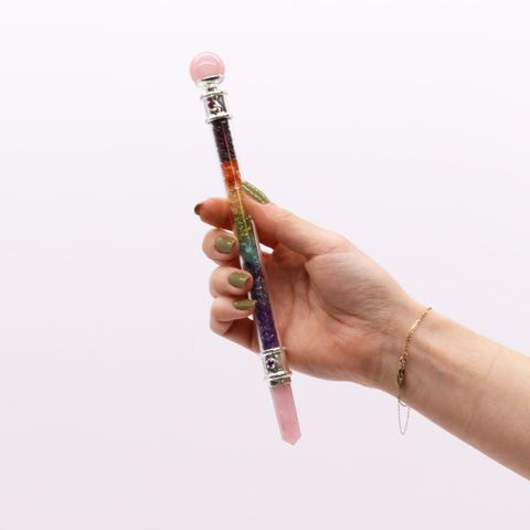 Rose Quartz 7 Chakra Crystal Healing Wand