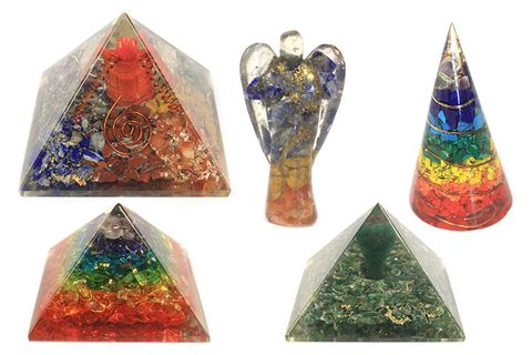 Turquoise & Black Tourmaline Orgonite Pyramid - 70 mm