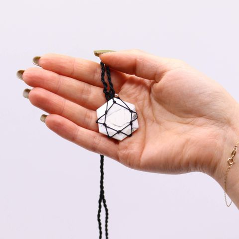 White Howlite Laced Gemstone Hexagon Pendant