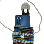 Owl Striped Phone Bag | Handmade Cotton Crossbody | Multi & White