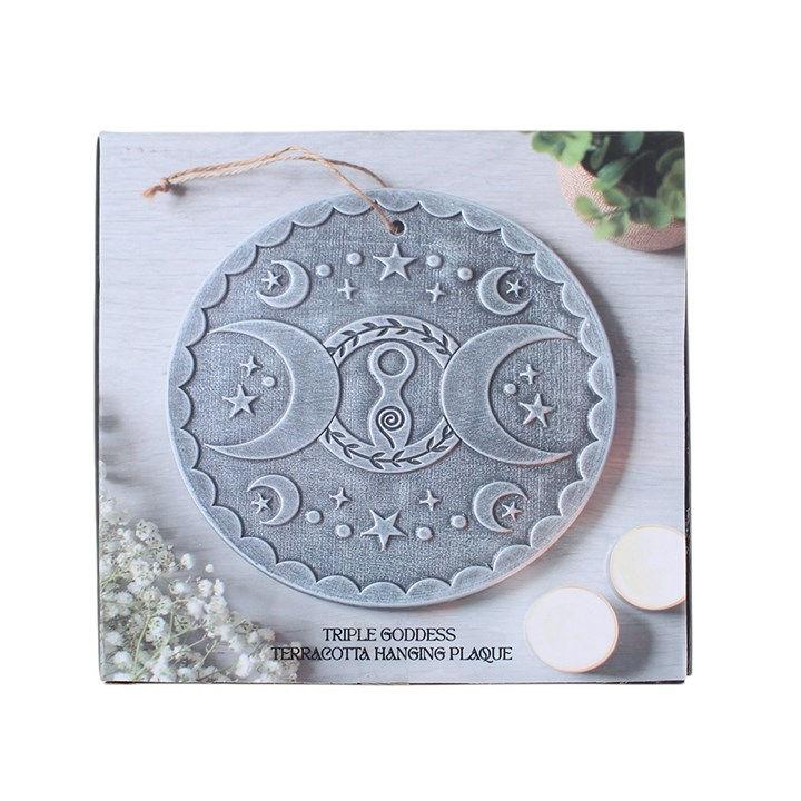Triple Goddess Silver-Effect Terracotta Plaque | 20.2cm