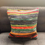 Natural Greens Rag Rug Cushion Cover | Recycled Cotton | Handmade in India