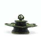 Eight Symbols Brass Verdigris Tibetan Cone & Incense Holder