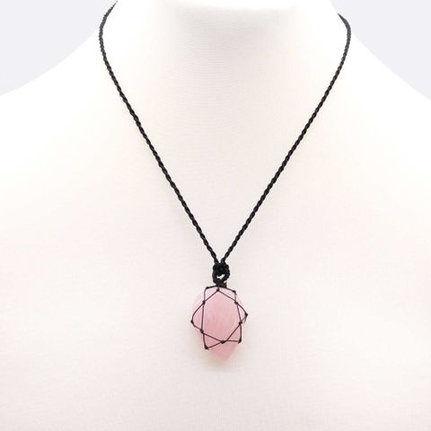 Rose Quartz Laced Gemstone Teardrop Pendant