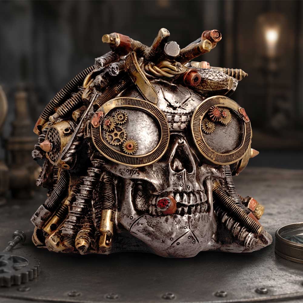 Deadlocked Steampunk Skull Figurine