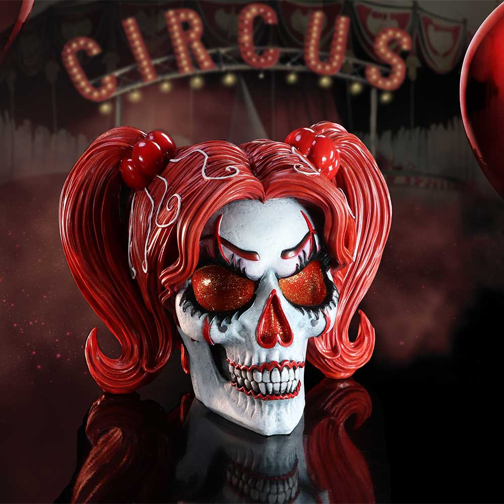 Drop Dead Gorgeous Cackle and Chaos Clown Doll Skull