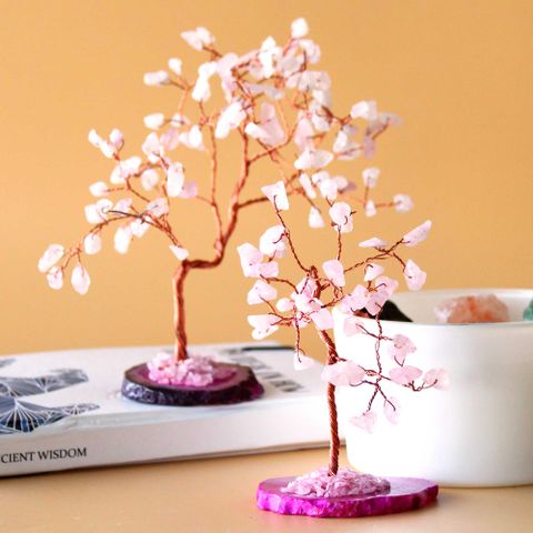 Rose Quartz on Pink Agate Base Gemstone Tree   (35 stones)