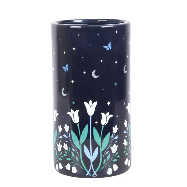 Moonflower Print Ceramic Flower Vase
