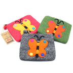 Butterfly Felt Zipper Pouch | Handmade Wool Pouch from Nepal