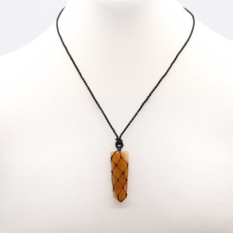 Golden Quartz Laced Gemstone Flat Point Pendant