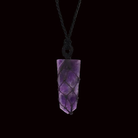 Amethyst Laced Gemstone Flat Point Pendant