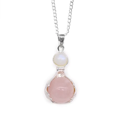 Rose Quartz Gemstone Healing Hands Pendant
