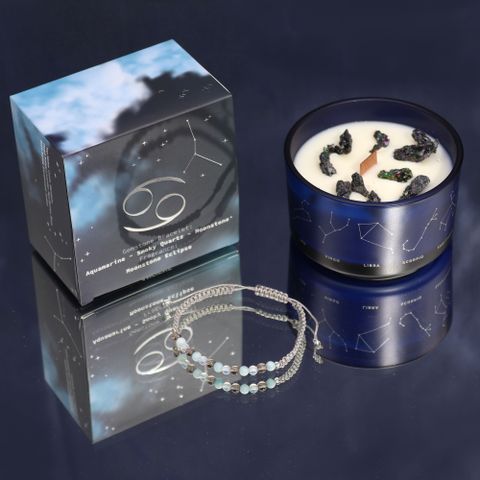 Cancer Zodiac Crystal Candle with Gemstone Bracelet