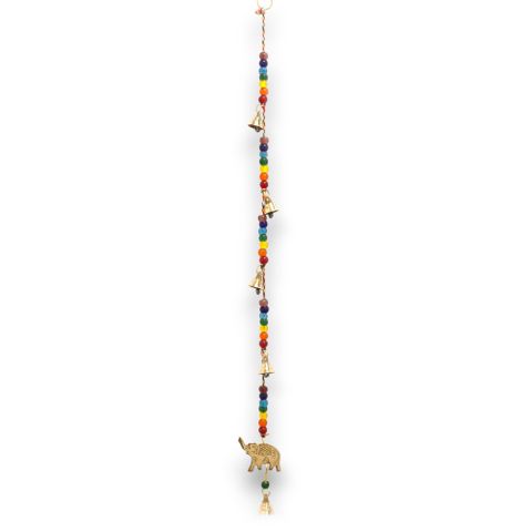 Brass Elephant with Chakra Beads String Bells 53cm
