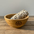 Pentagram Wooden Ritual Bowl — 13×7cm