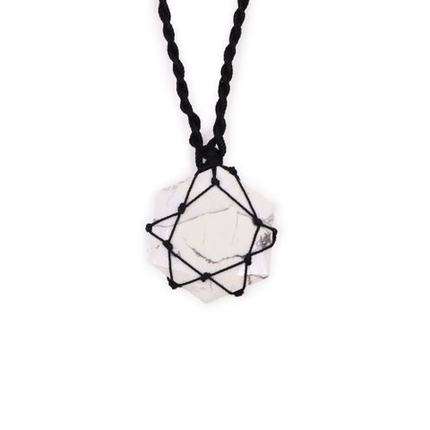 White Howlite Laced Gemstone Hexagon Pendant