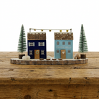 Wooden Double Snowy House Christmas Ornament | 25cm